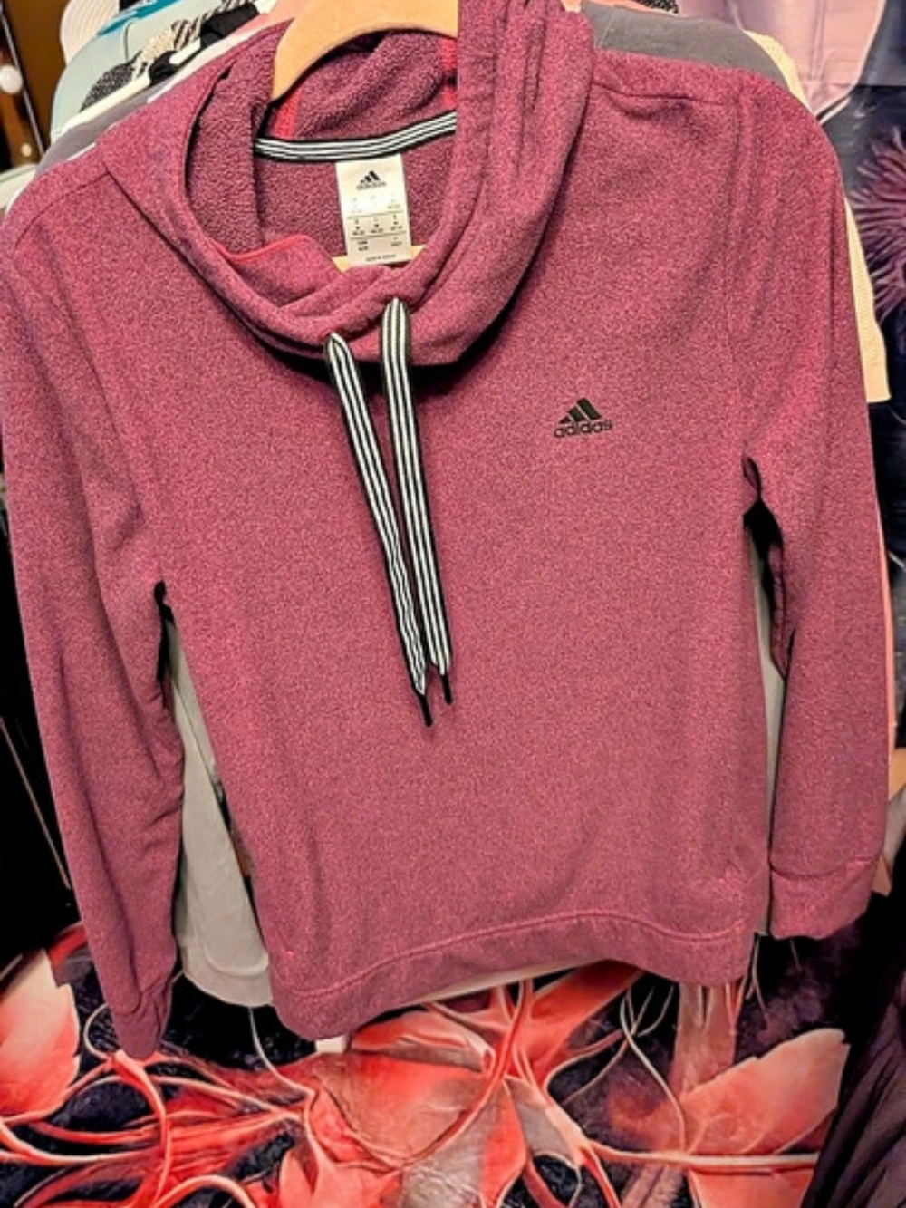 adidas Fleece Cowl Neck Hoodie in Purple Size Medium
